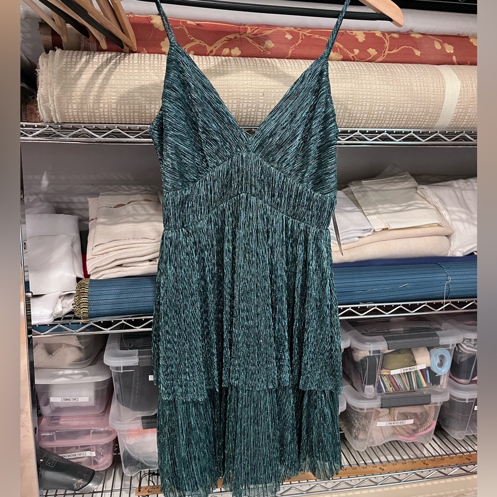 Blue/green tiered mini dress